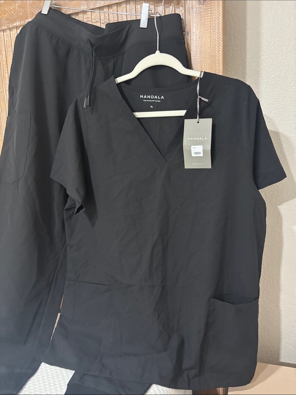 Mandala Women's Black Scrub Set - Top and Pants